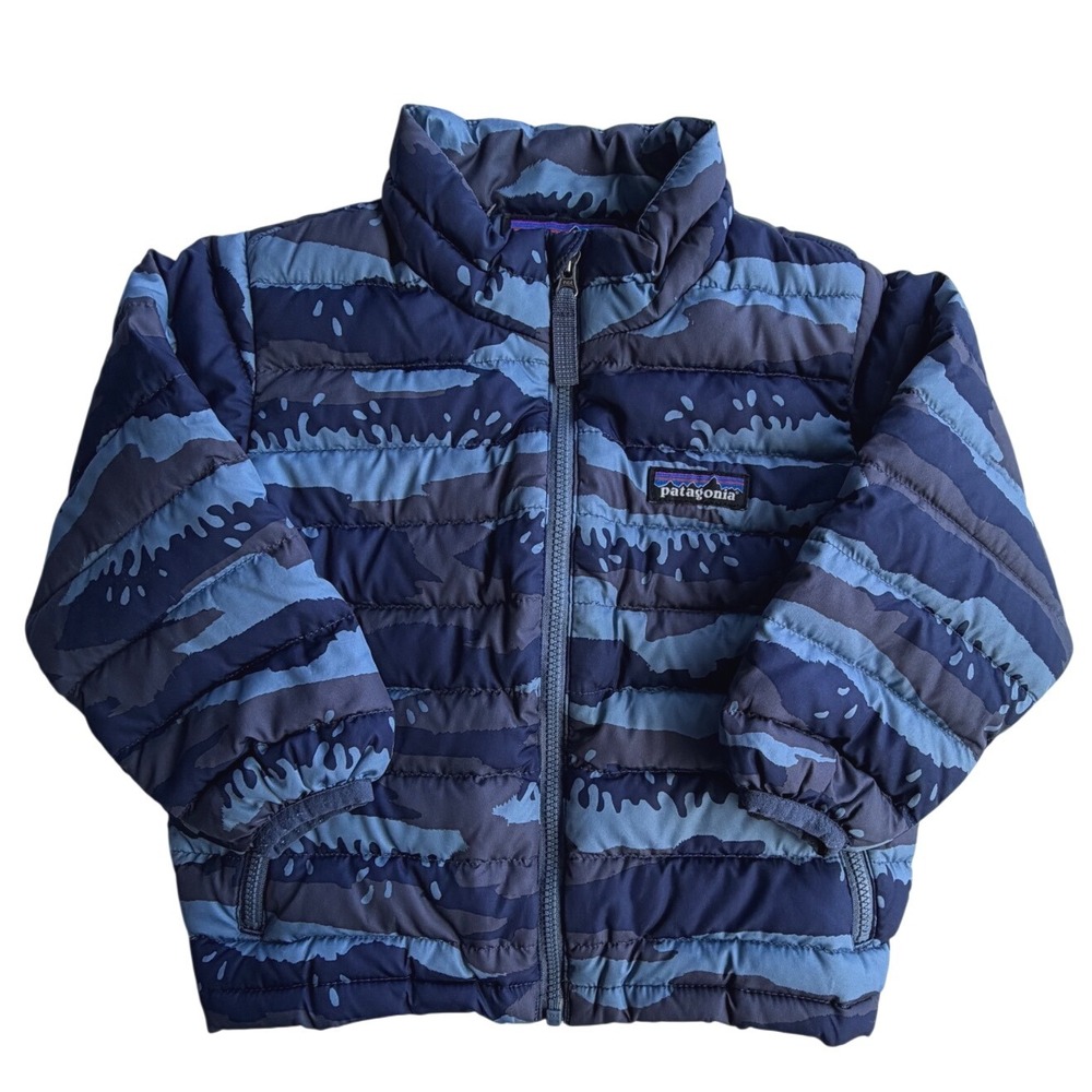 Patagonia Toddler Down Sweater Jacket 2T Blue Wave Camo Puffer Coat